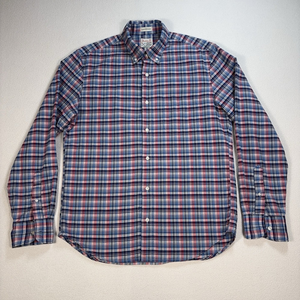 J.Crew Broken-In Oxford Shirt Men M Multicolor Plaid Slim Untucked OrganicCotton